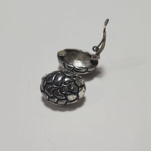 Vintage clip ons elegant oval dome Earrings sterling silver